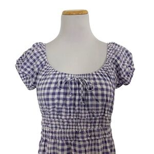 Kingston Grey Juniors' Gingham Lavender Mini Dress Milkmaid Size XXL Coquette
